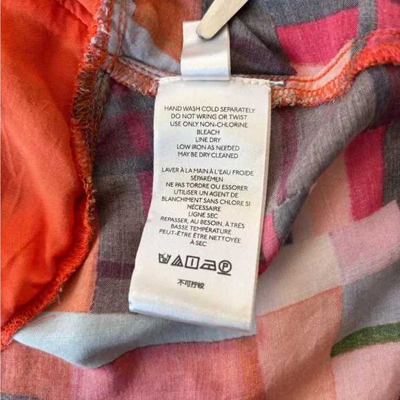 Anthropologie Pilcro Bright Colorful Geometric Racerback Top Peplum Sz M Buttons - Picture 13 of 13